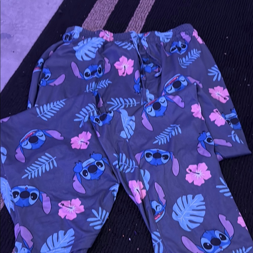 Gray stitch Pajama Pants with Blue Cartoon Print